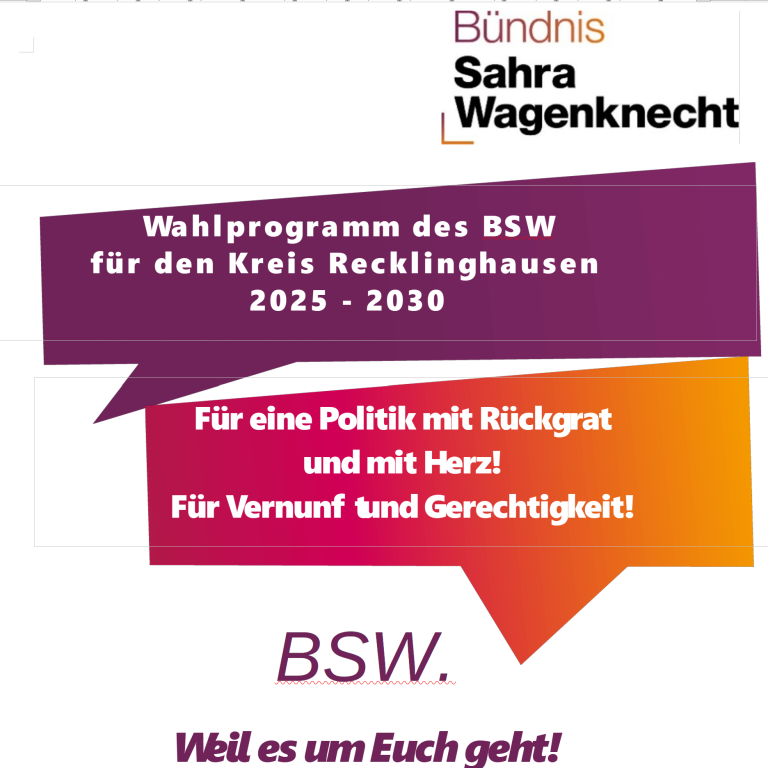 Wahlprogramm des BSW 2025 für die Kommunalwahl im Kreis Recklinghausen Wahlprogramm BSW 2025